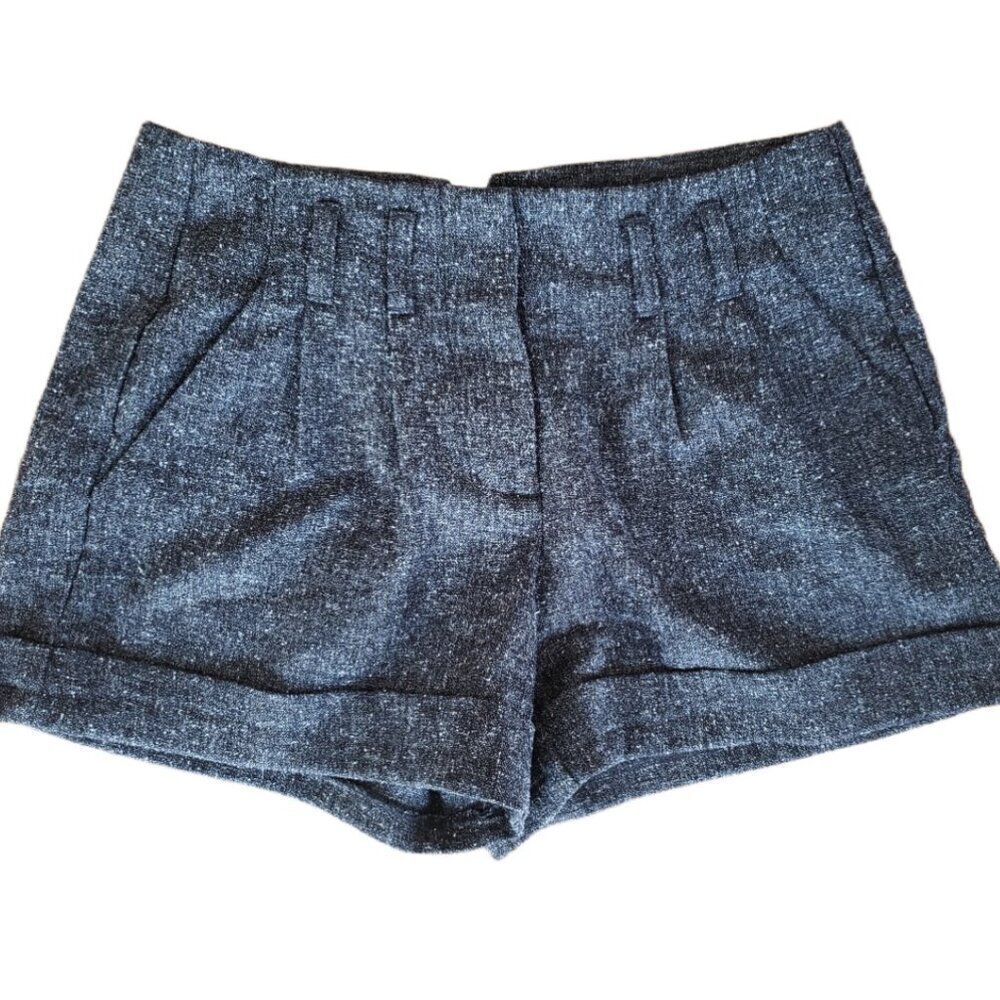 Elle Y2K Belted Tweed Dark Gray Shorts